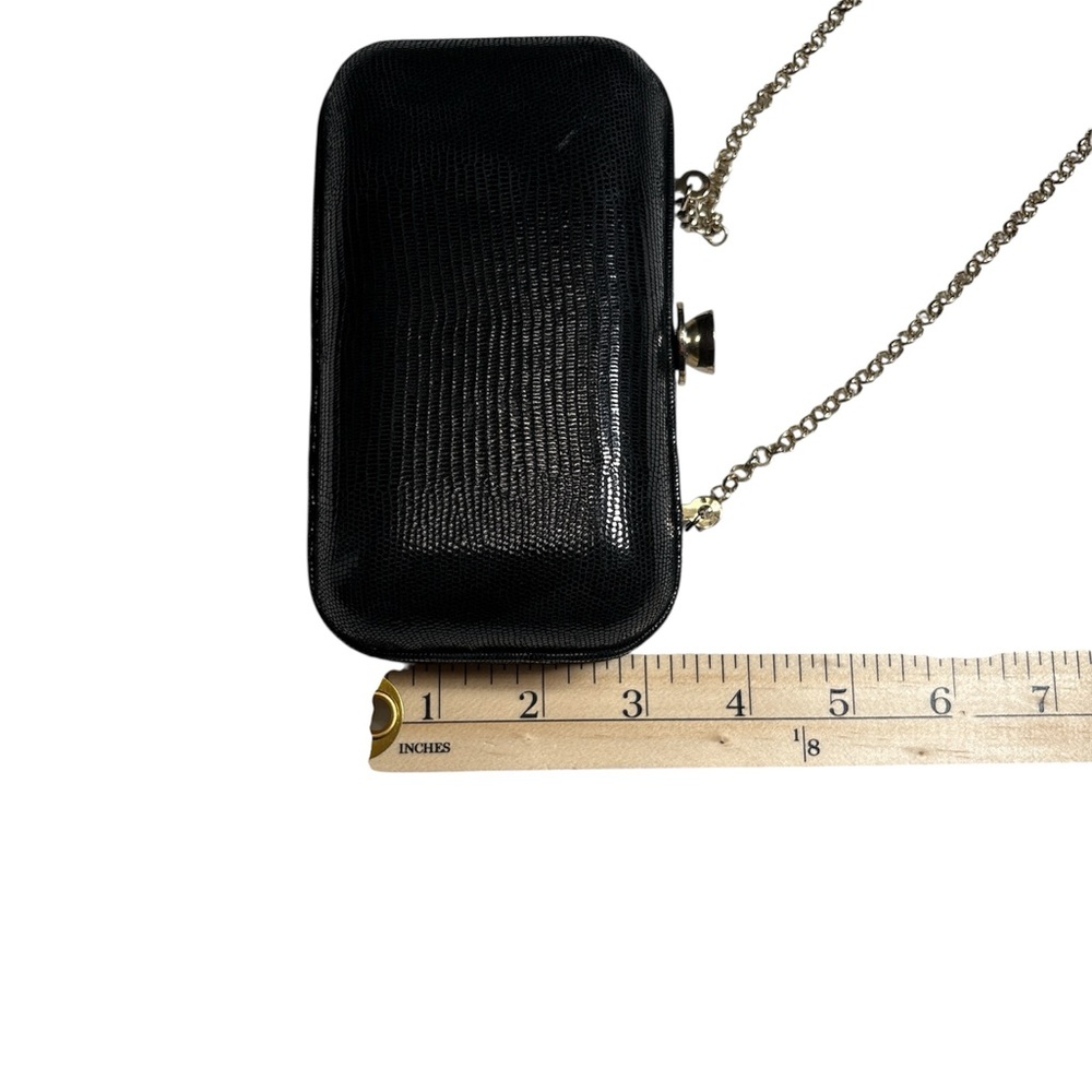 Ann Taylor Black Textured Clutch with gold Chain Strap - Picture 10 of 10